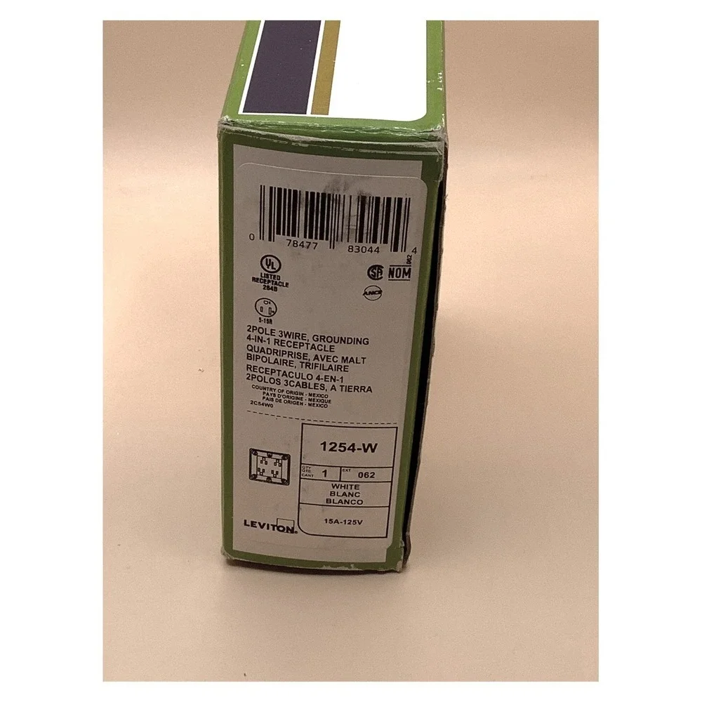 Leviton 1254-W Quadplex‎ Receptacle 15A 125V White